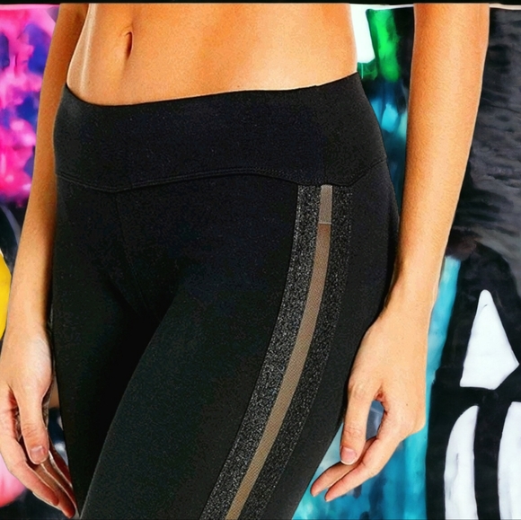 Betsey Johnson Pants - Betsey Johnson Glitter Tape M/Rise Ankle Legging